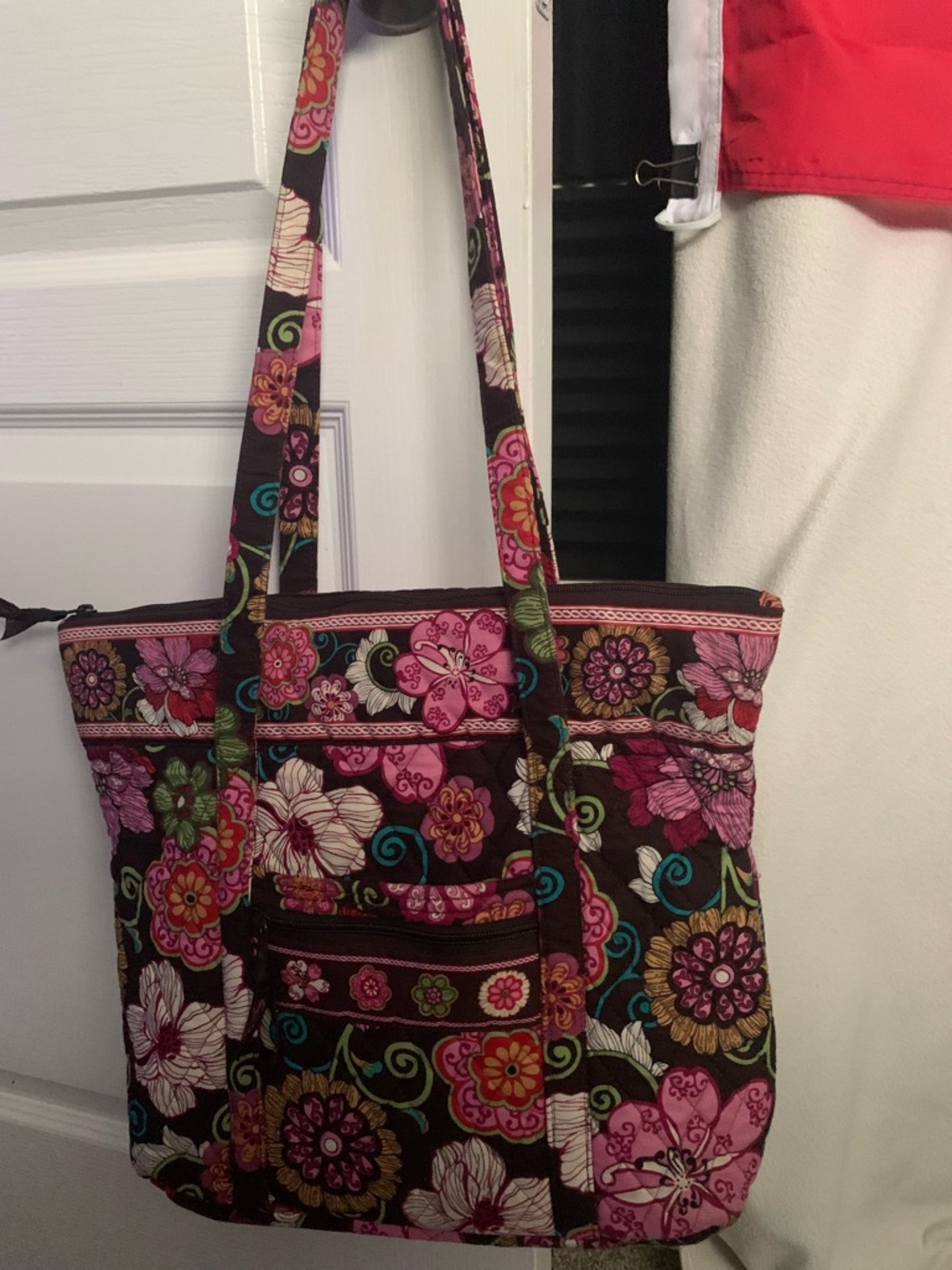 Vera Bradley Vintage Paisley Multicolor Zip Top Large Tote Bag SUPER EUC
